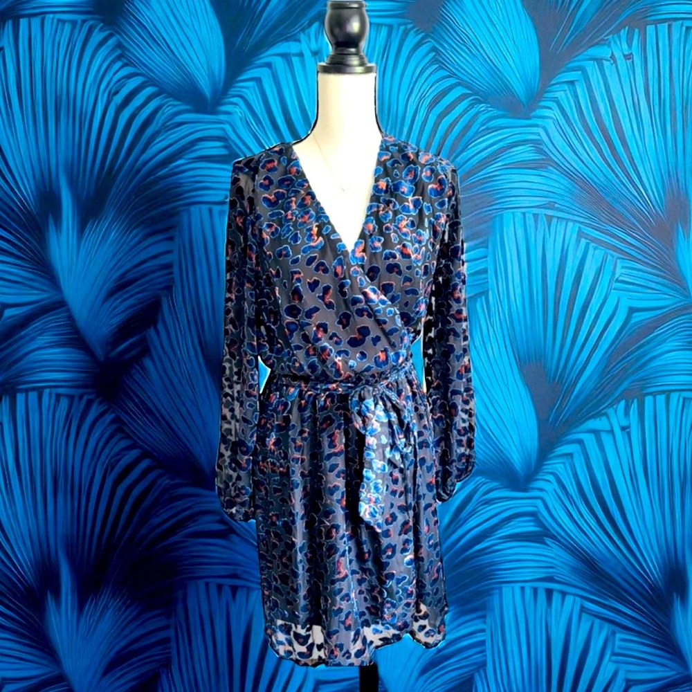 NWT New York & Company Animal Print Velvet Burnout Dress Size: Medium
